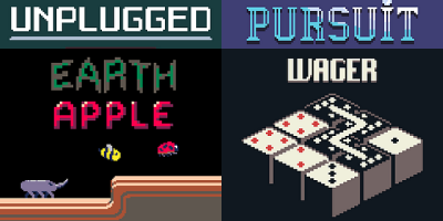 Four game titles: Unplugged, Pursuit, Earth Apple and Wager.
